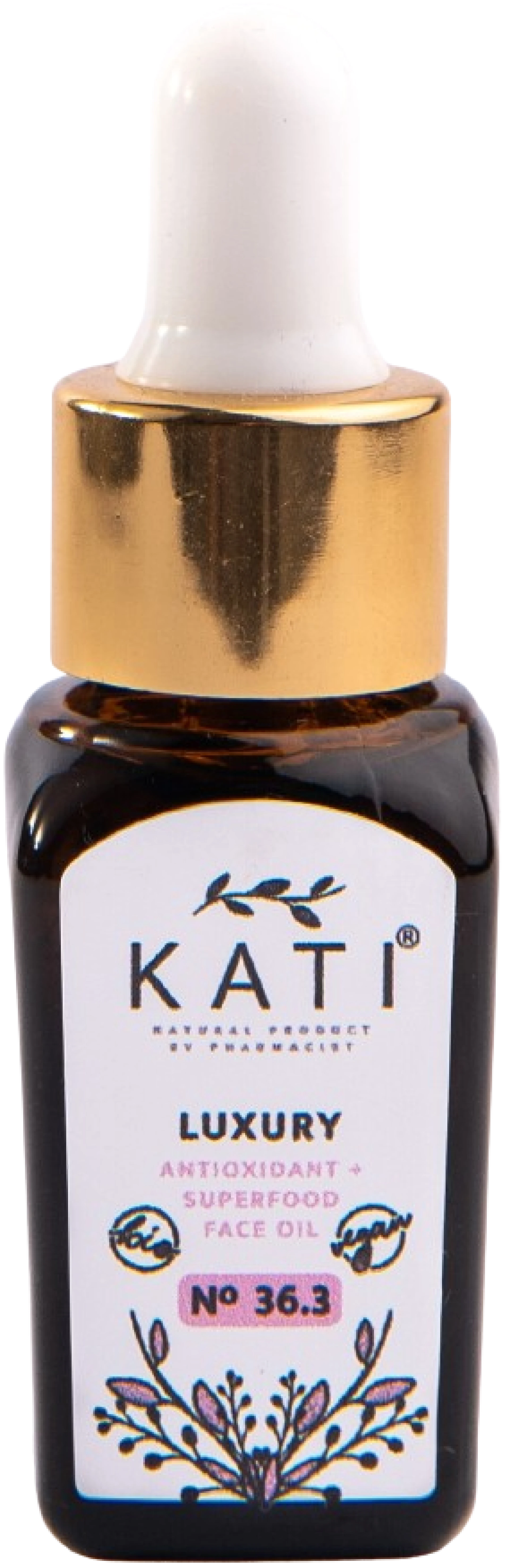KATI Naturals Luxury 36.3 1% Bakuchiol, 1% Acmella, Koenzim Q10 és C-vitamin Olaj Elixír