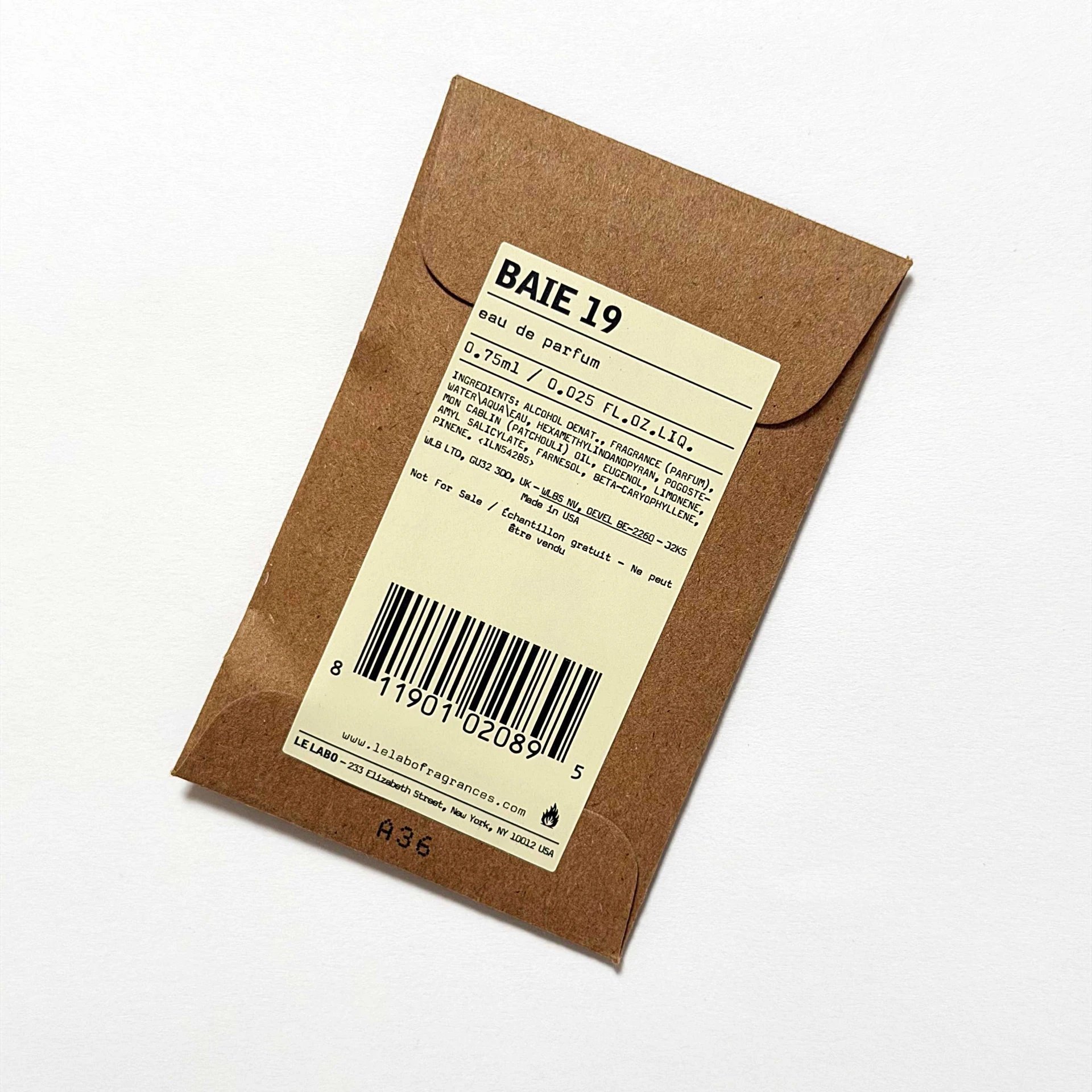 Le Labo Baie 19 EDP - gyári minta