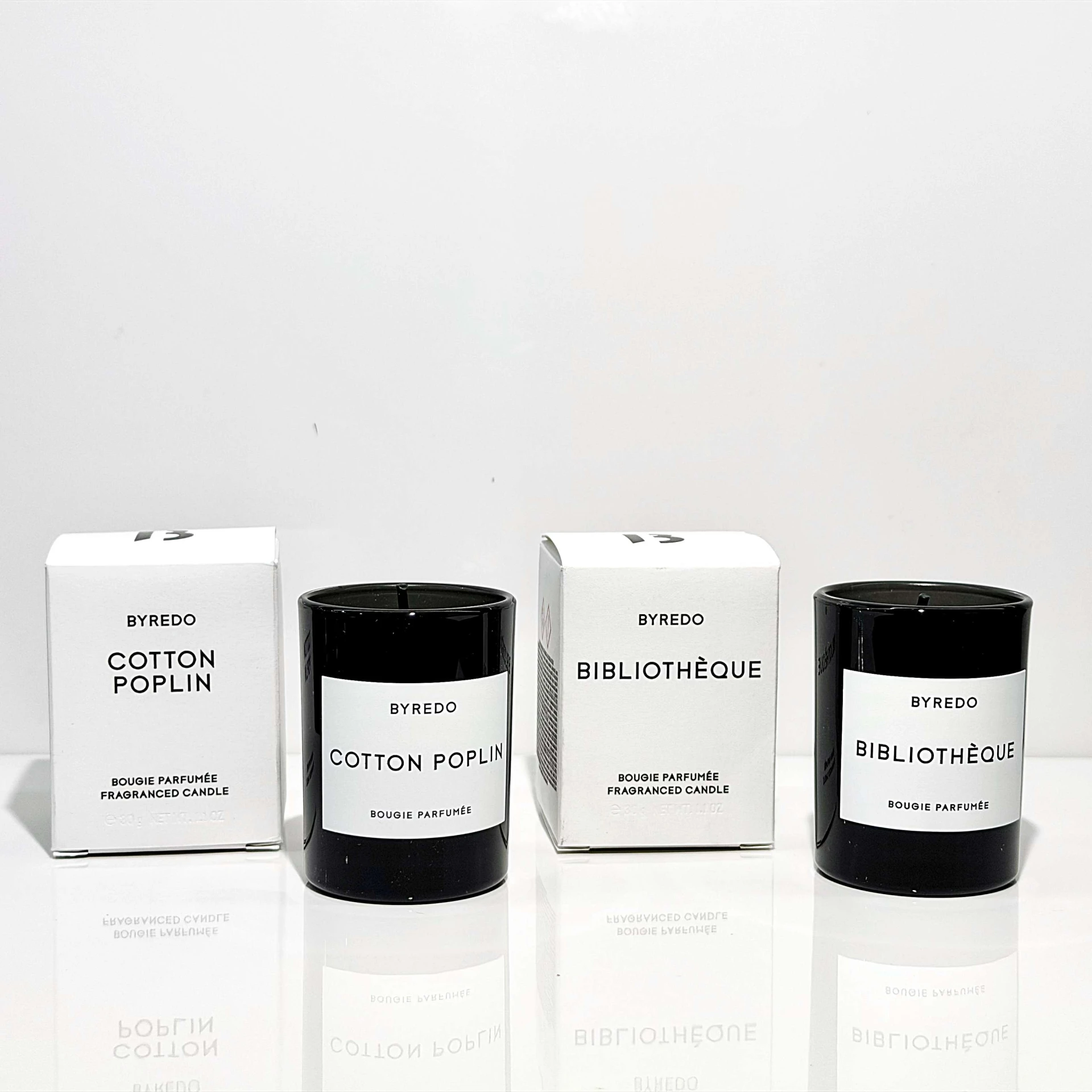 Byredo Bibliothèque és Cotton Poplin - 30 gr-os illatgyertyák