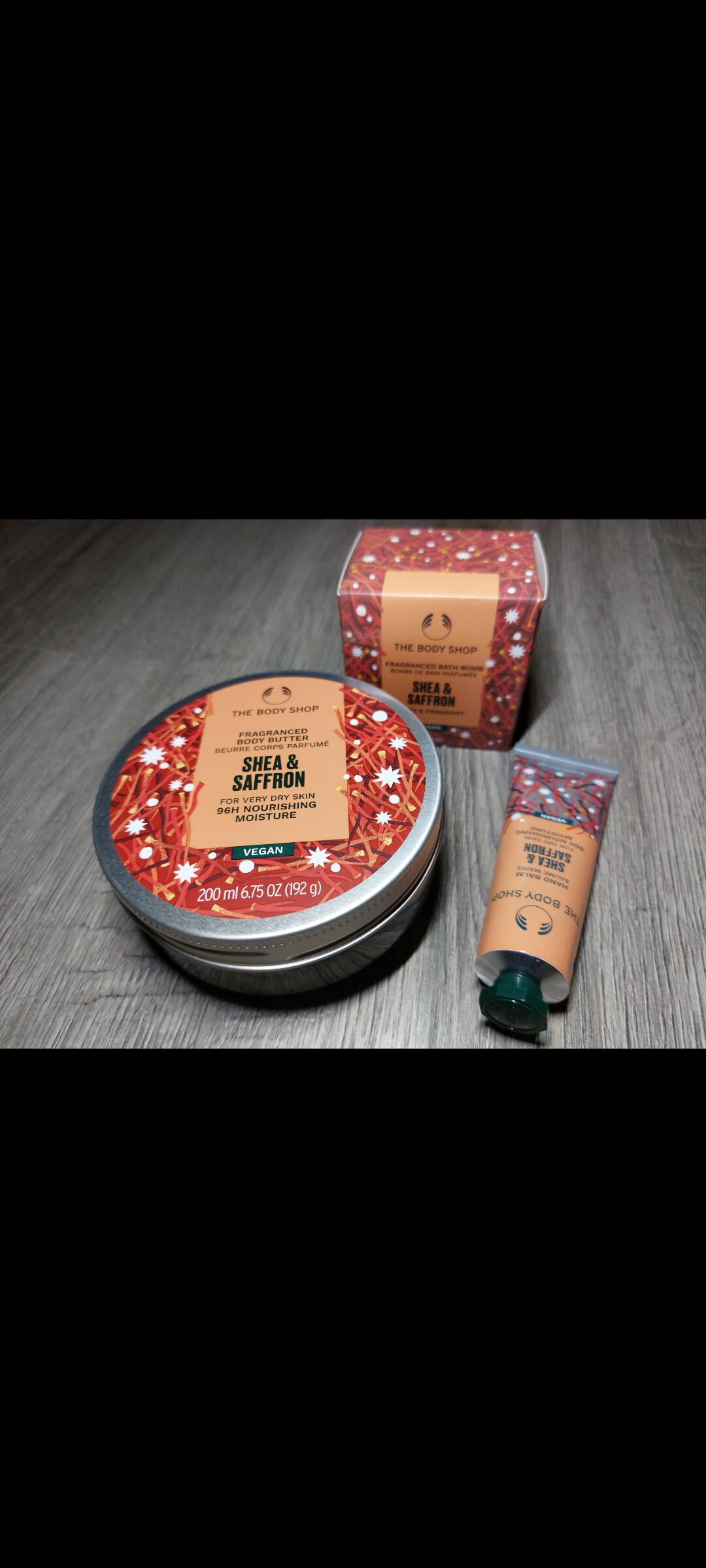 The Body Shop Shea & Saffron kézkrém,testvaj,fürdőbomba