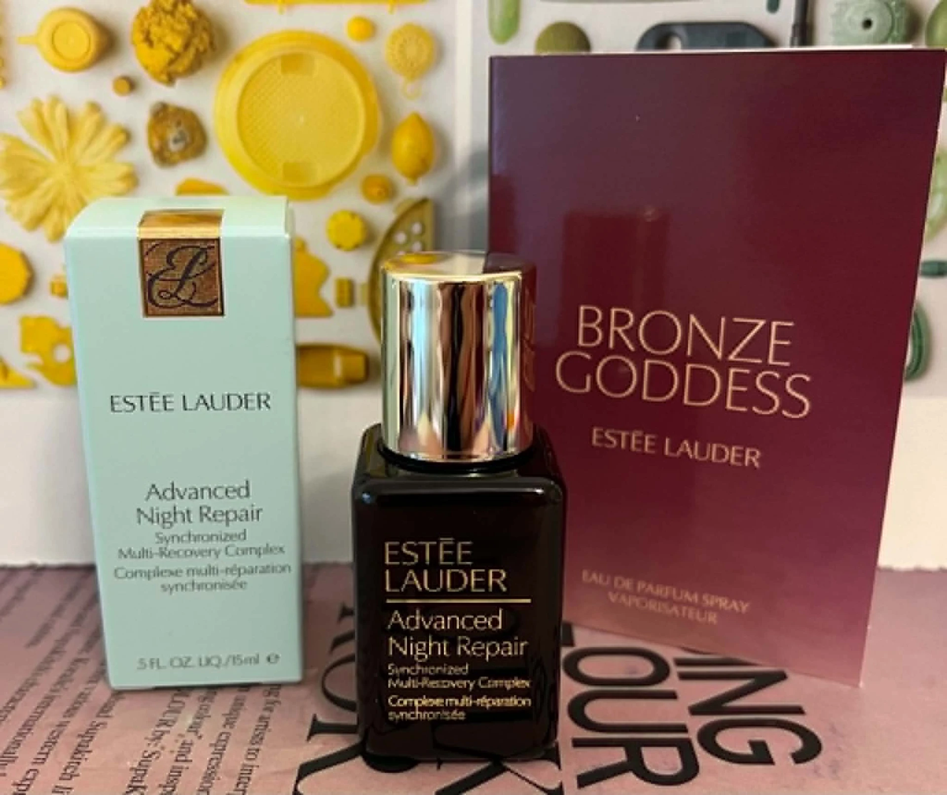 Estée Lauder Advanced Night Repair szérum 15 ml, Bronze Goddess illatmintával, szettben