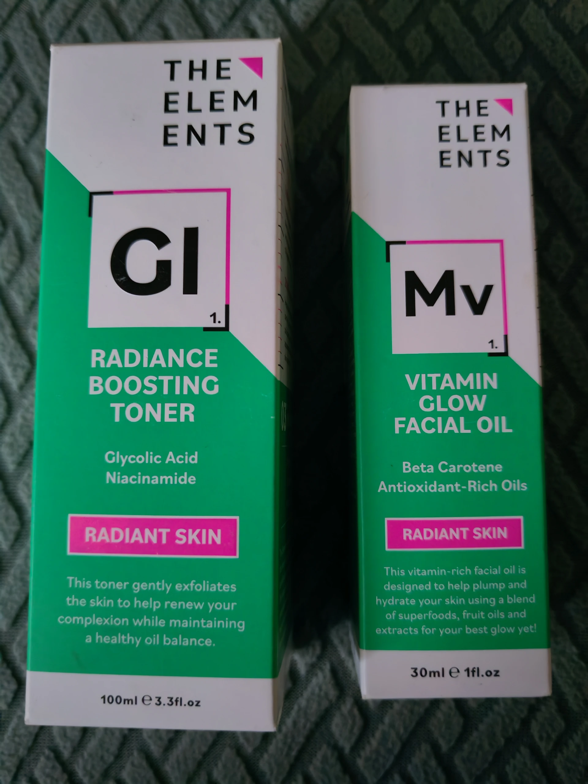 The Elements radiant skin tonik és vitaminban gazdag arcolaj