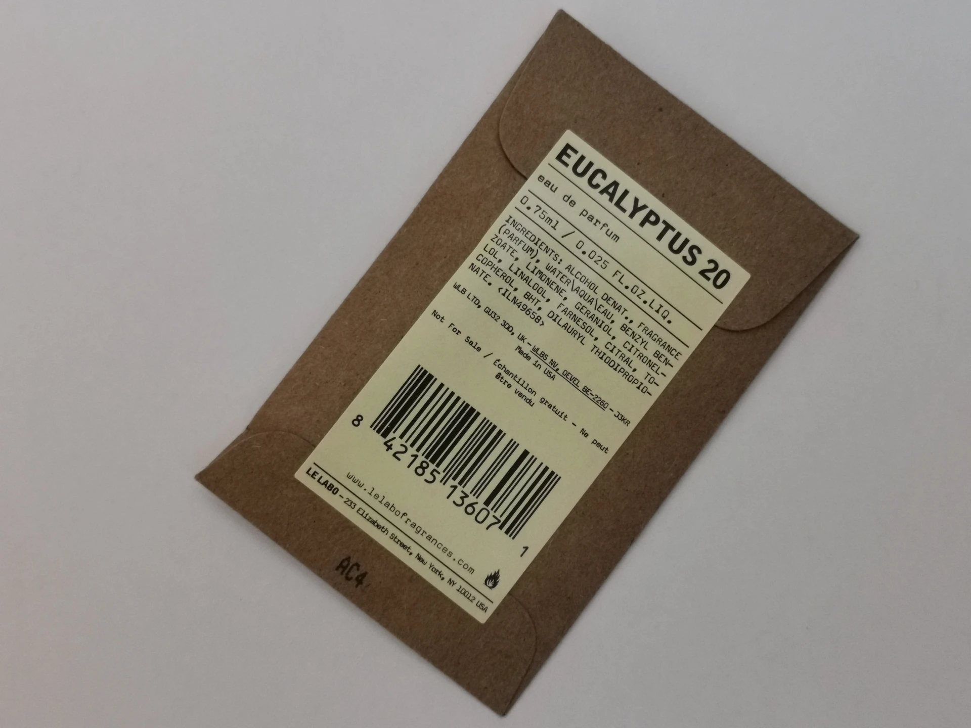 Le Labo Eucalyptus 20 EDP gyári minta